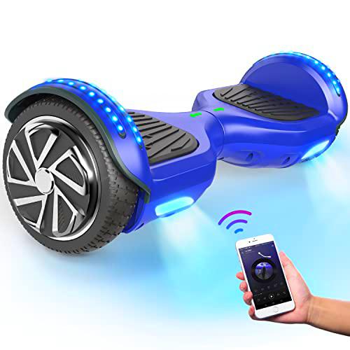 SISIGAD Hoverboard - Patinete de equilibrio automático de 6.5 pulgadas de dos ruedas con altavoz Bluetooth y luces LED Scooter eléctrico para regalo de niños adultos