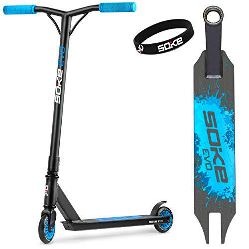 SOKE Stunt Scooter GO! Scooter con rodamientos ABEC 9 Scooter para Adultos y niños Freestyle City Scooter | 2 Ruedas | Capacidad de Carga 100kg (Negro-Azul)