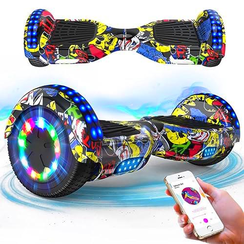 RCB Hoverboard 6.5&quot; Overboard Hover Borad con LED Luces/Bluetooth Regalo para Adultos y Niños Monopatín Hoverboards