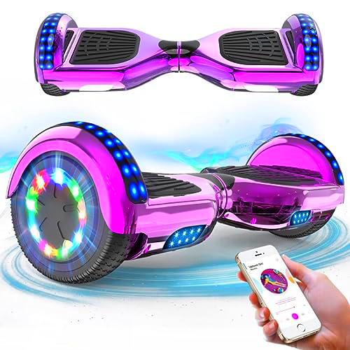 RCB Hoverboard 6.5' Overboard Hover Borad con LED Luces/Bluetooth Regalo para Adultos y Niños Monopatín Hoverboards